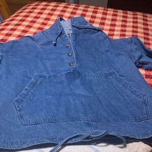 Blue Denim Pullover Hoodie.  Great with leggings